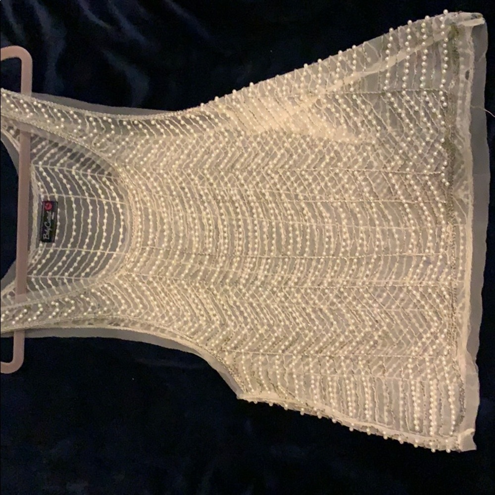 Body Central Mesh/Tulle Pearl/beaded tank top